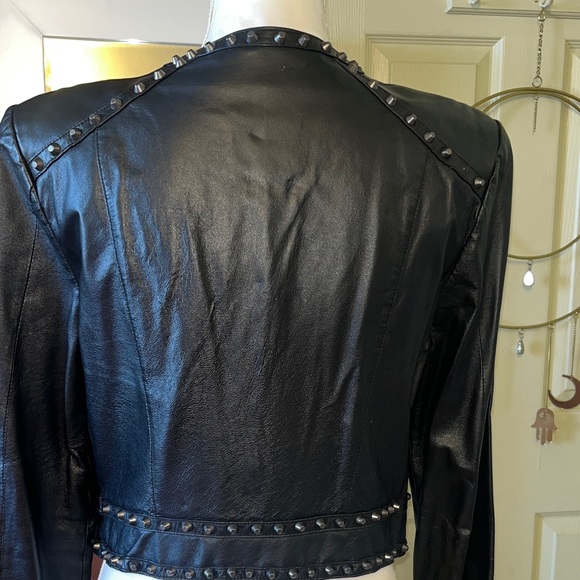 bebe Black Studded Leather Jacket - Picture 10 of 17